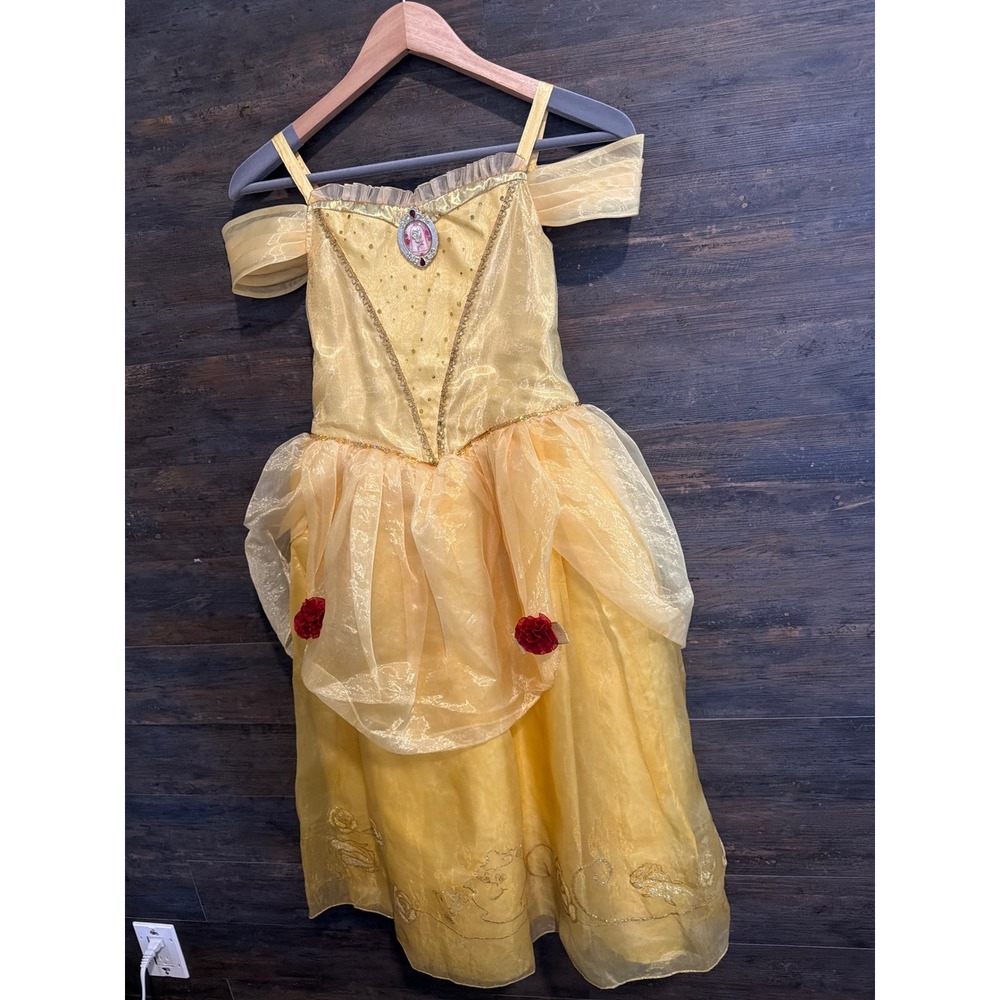 Disney Store Belle Beauty and the Beast Costume Dress Yellow Gold Kids 7/8